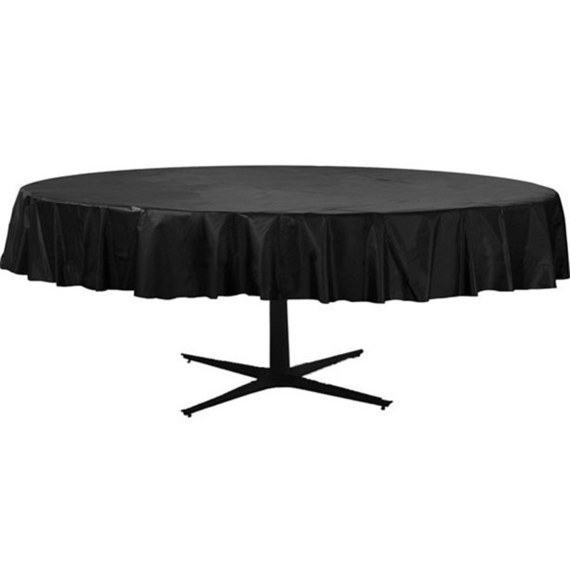 Plastic Round Table Cover Black 2.1m