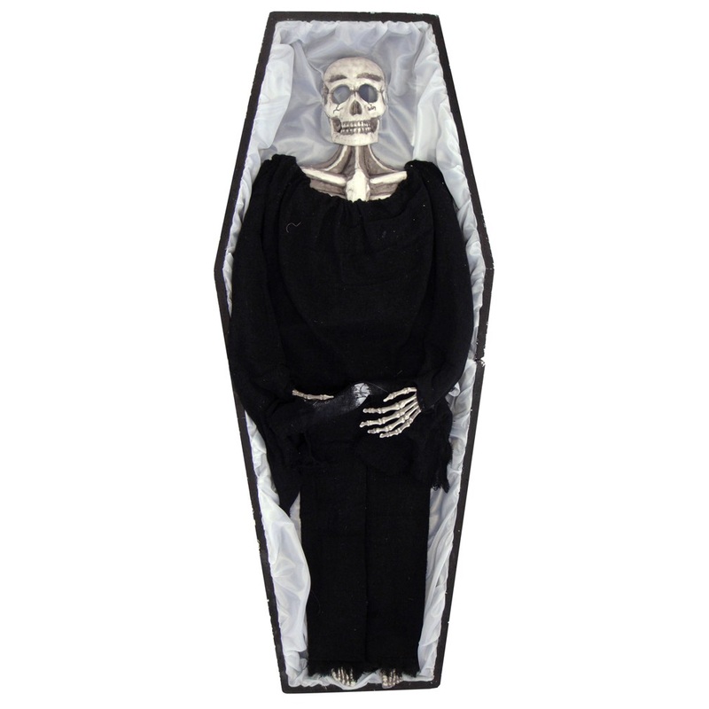 Skeleton ghost in the coffin with blinking eyes 110 x 44cm