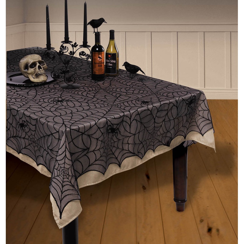 Spooky Spiderweb Tablecloth Black