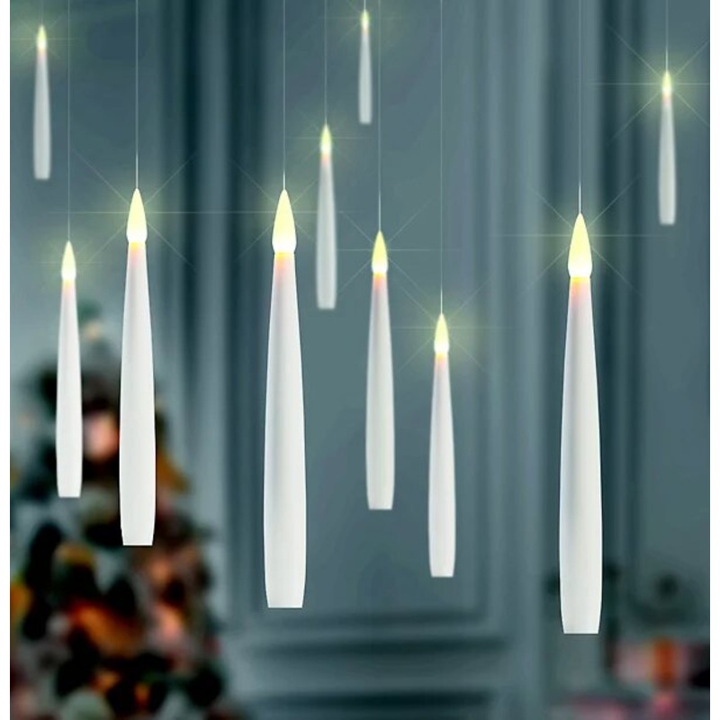 10 hanging LED candles 15cm