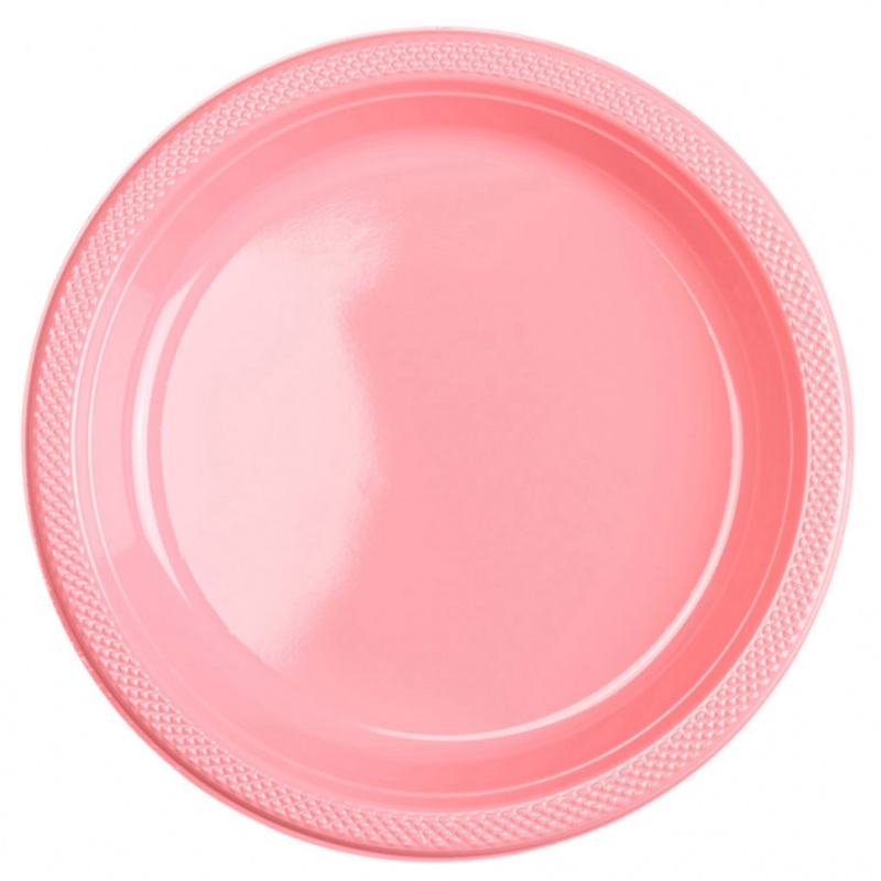 10 plastic plates Mila baby pink 23cm