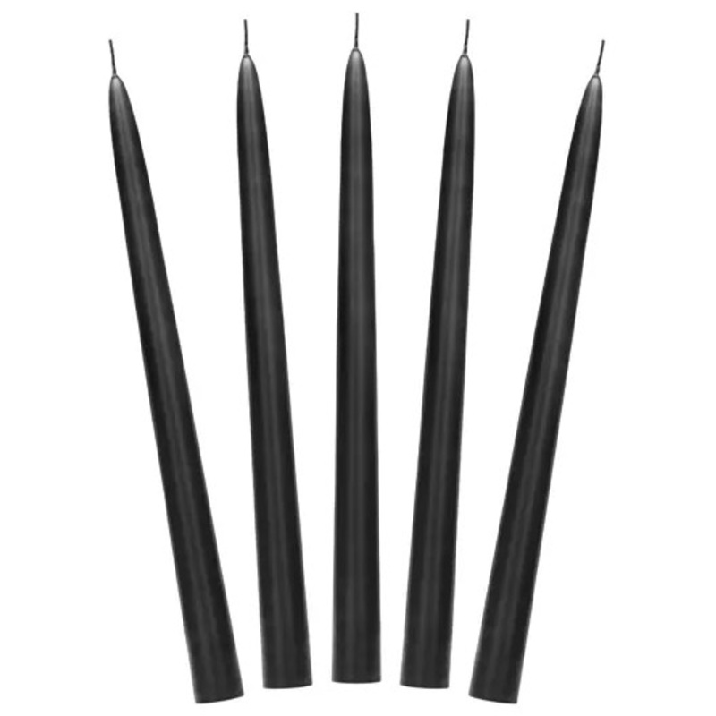 10 Taper Candles Black 24cm