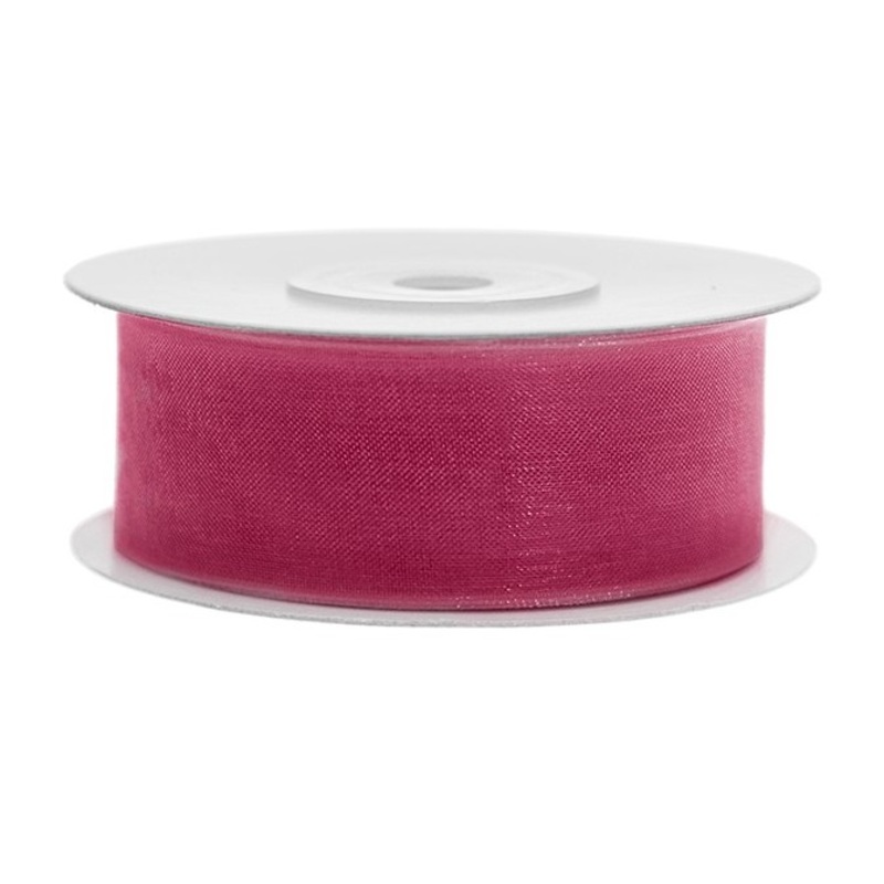 25m chiffon gift ribbon in royal pink