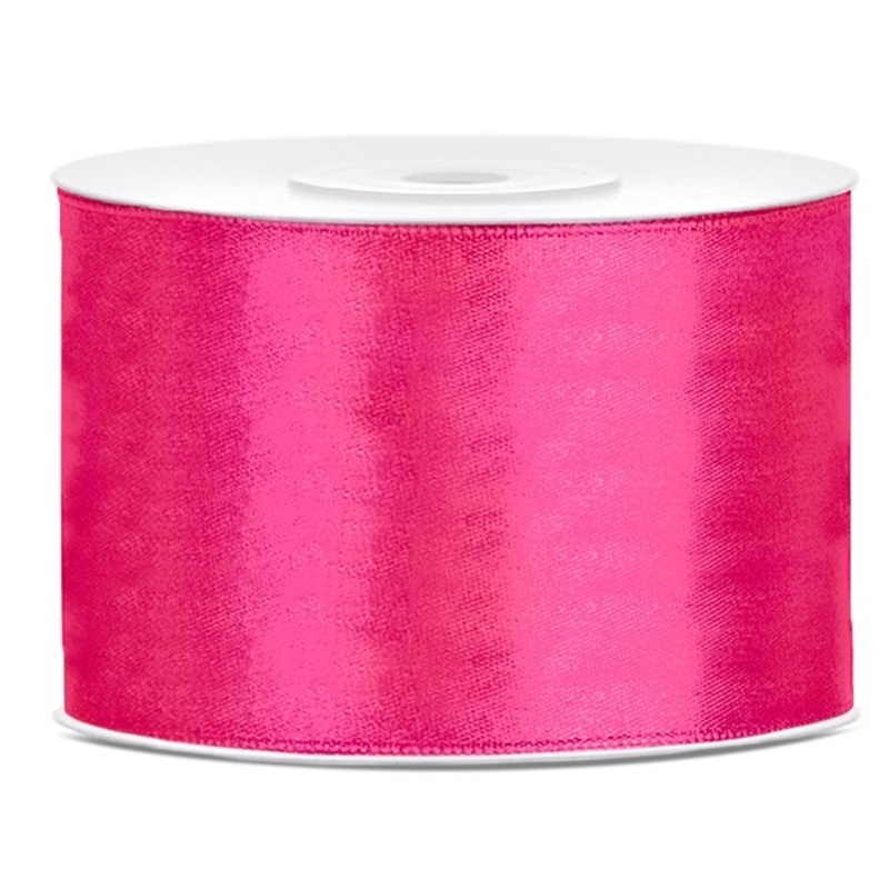 25m satin ribbon neon pink 5cm wide