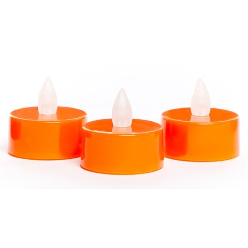 3 orange Halloween tea lights