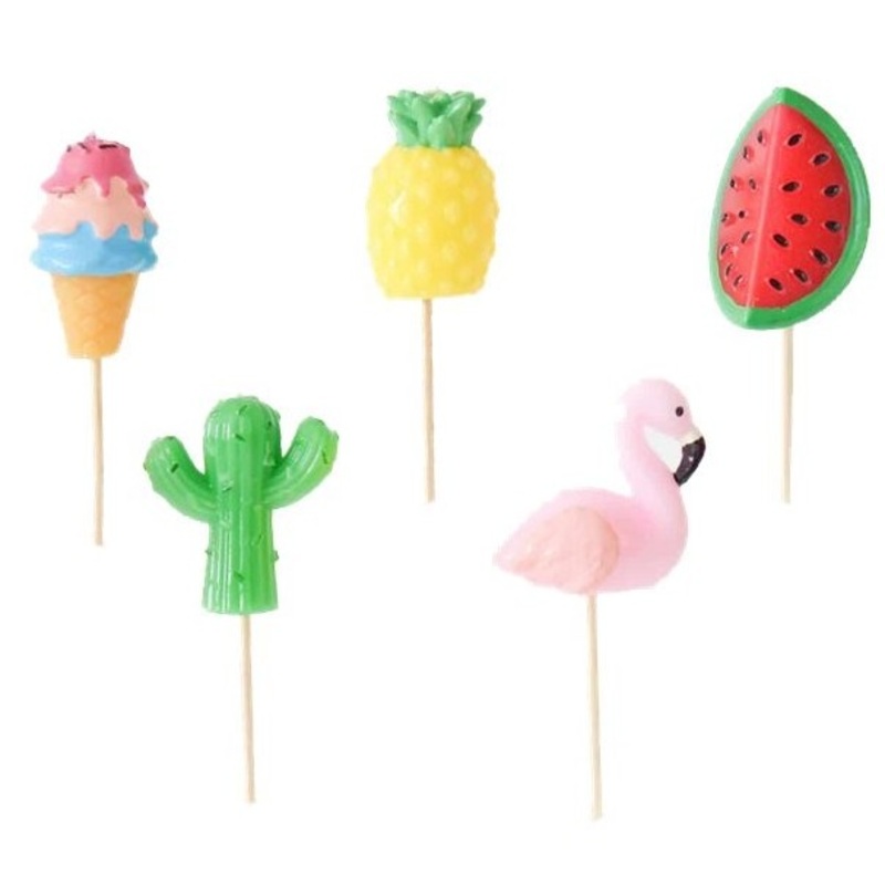 5 Tropical Beach cake candles 3.5cm