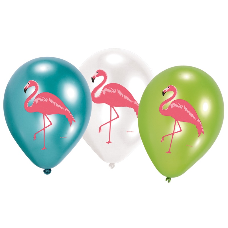 6 Flamingo Paradise balloons 27cm