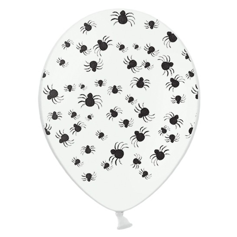 6 spider latex balloons white 30cm
