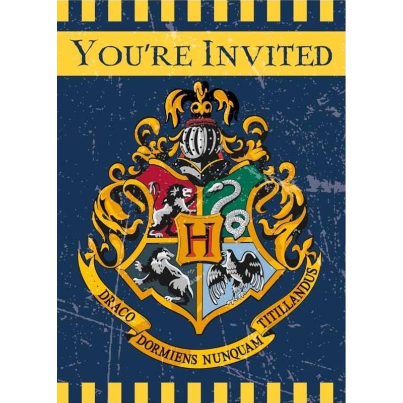 8 Harry Potter Hogwarts invitation cards
