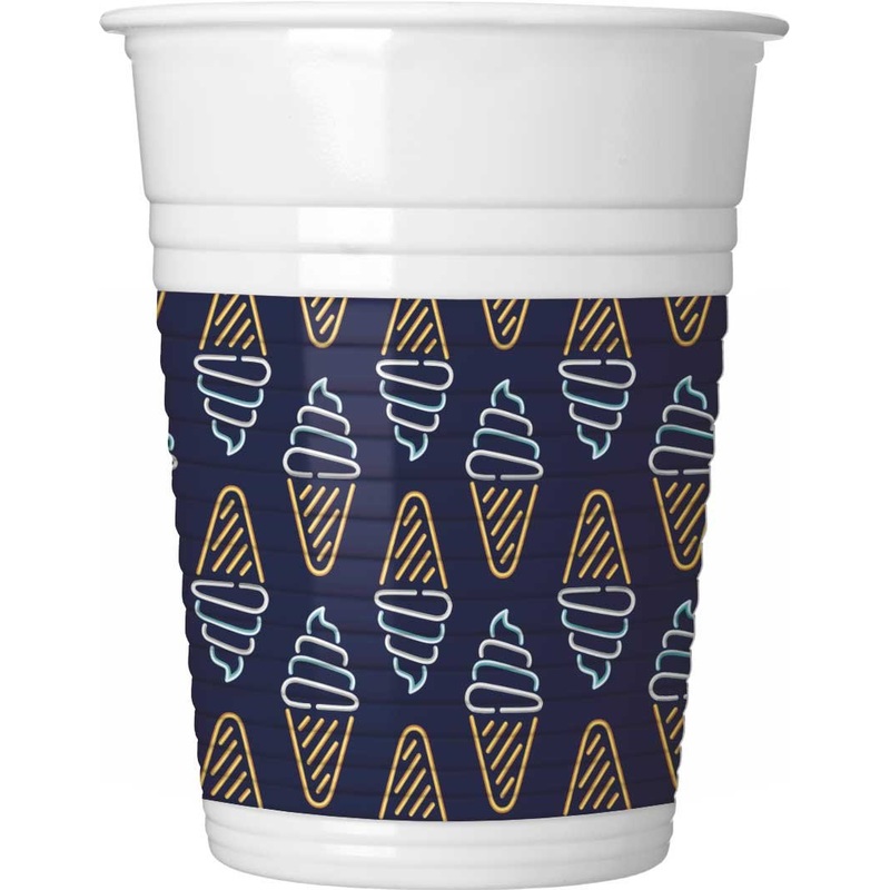 8 neon party plastic cups 200ml