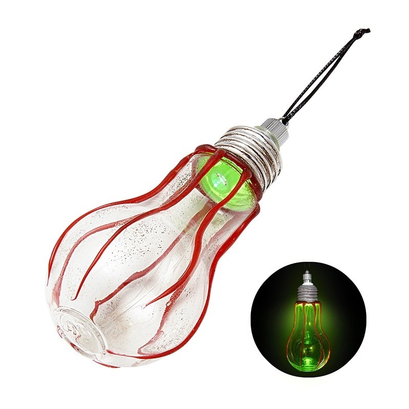 Green glowing light bulb 11 cm