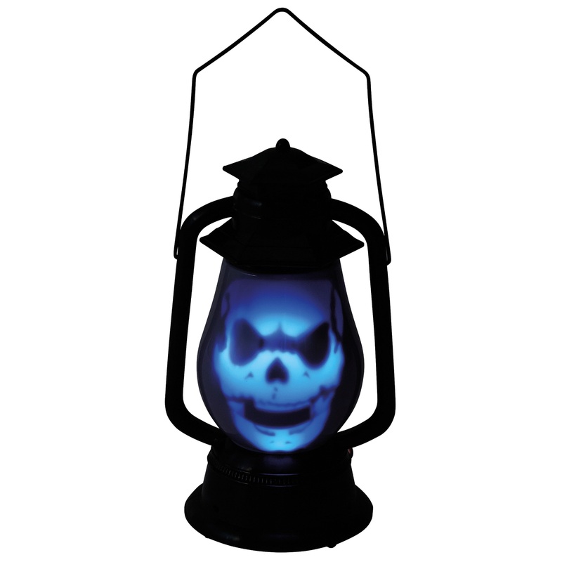 Halloween skull lantern with light and sound 27cm