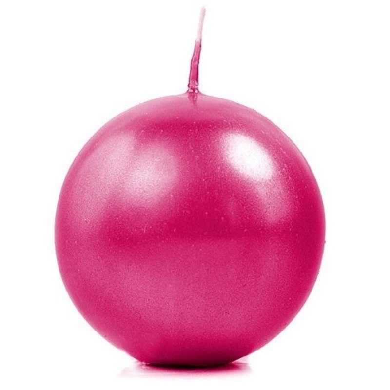 10 ball candles Torino fuchsia metallic 6cm