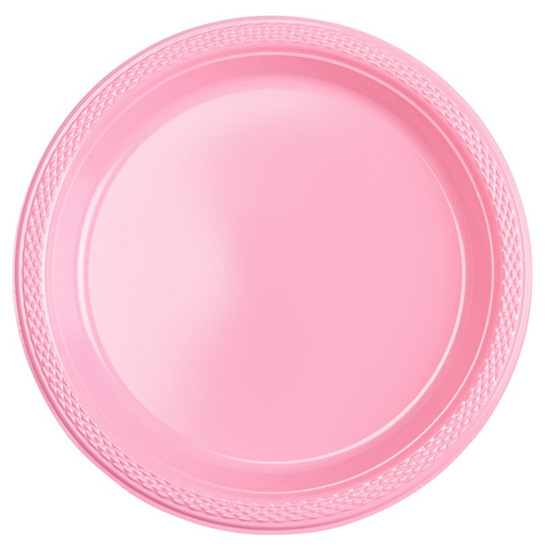 10 plastic plates Mila light pink 18cm