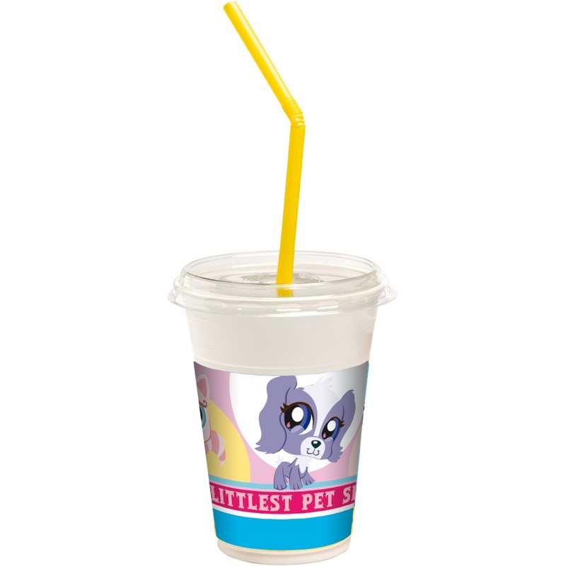 12 Littlest Pet Shop Love for Animals Milkshake Plastic Cups 300ml