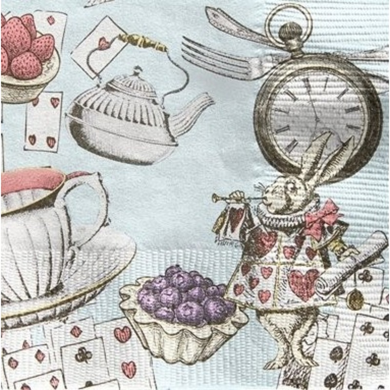 20 Alice Tea Party napkins blue 25cm