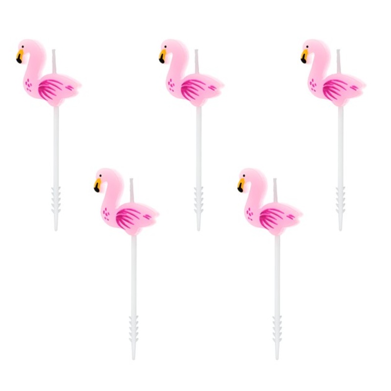 5 flamingo cake candles South Beach 3cm