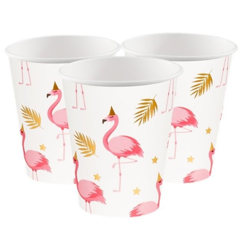 6 Famingo Party Paper Cups 250ml