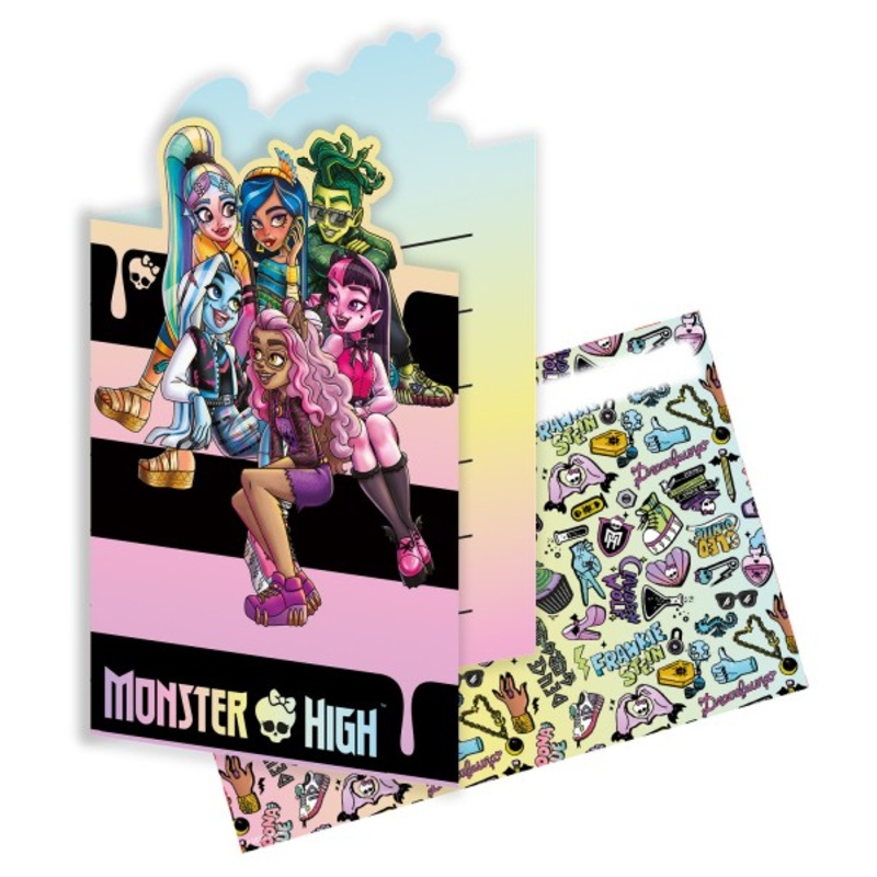 6 invitations & envelopes Monster High