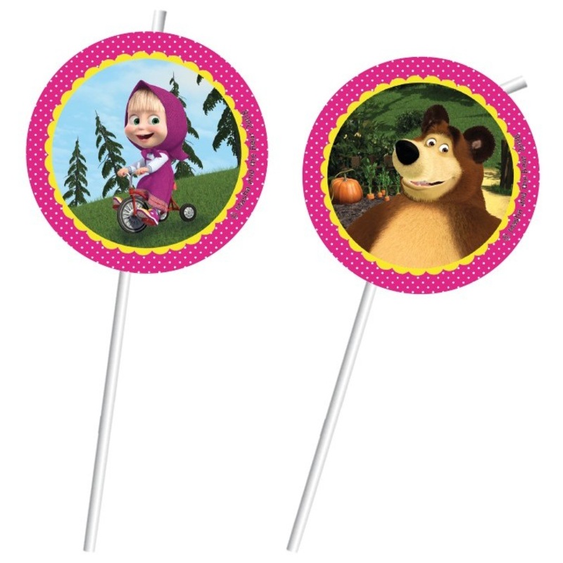 6 Mascha & The Bear Eternal Friendship Straws 24cm