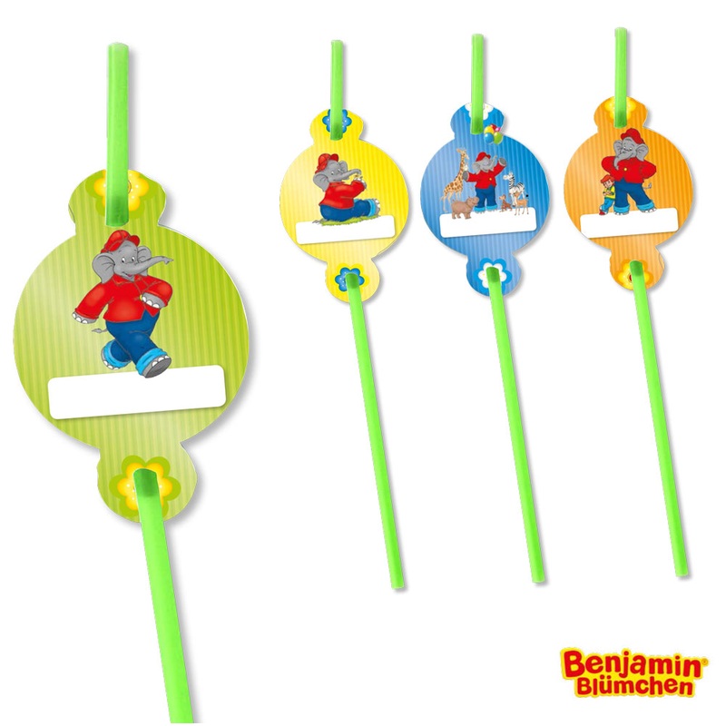 8 Benjamin Blmchen drinking straws with name tags