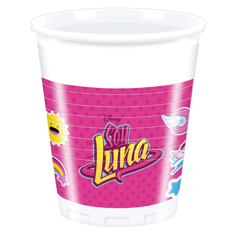 8 Soy Luna plastic cups 200ml pink