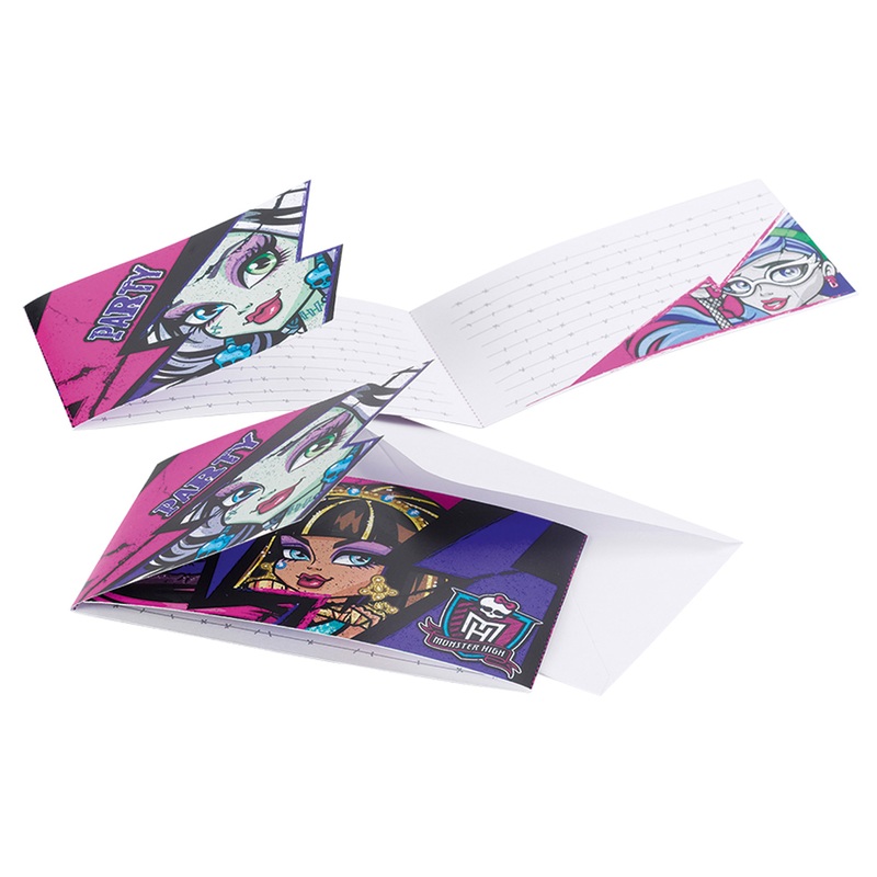 Monster High Party invitation card 6 pieces