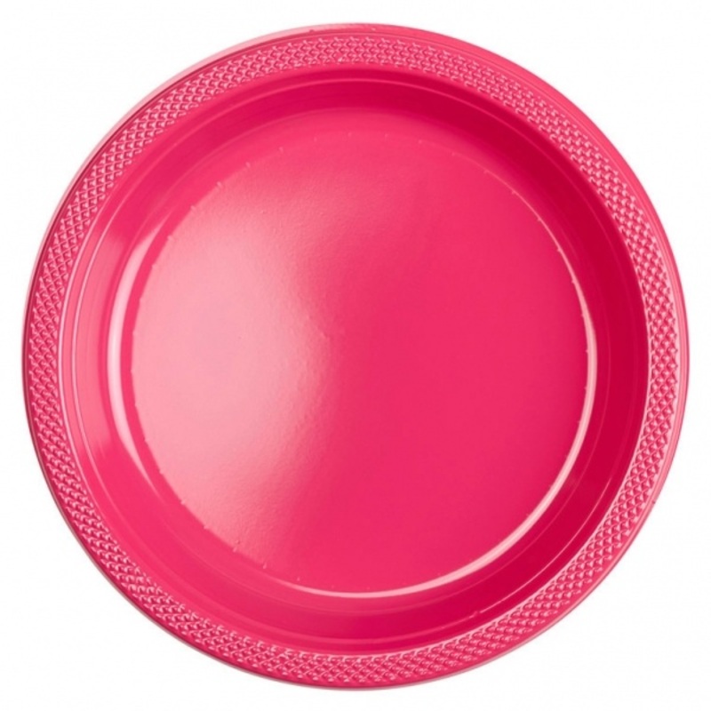 10 plastic plates Mila pink 23cm