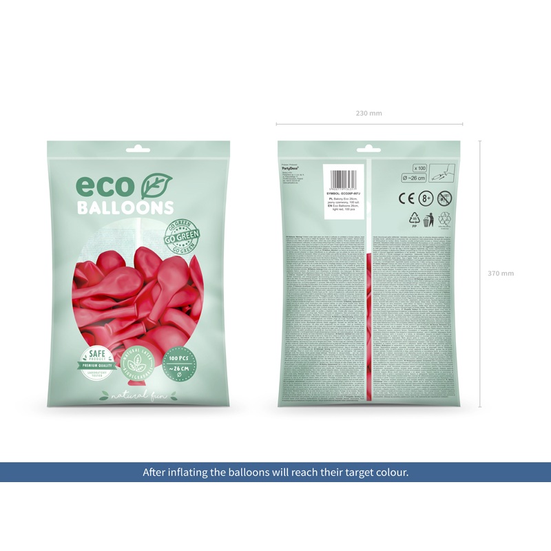100 Eco pastel balloons coral 26cm