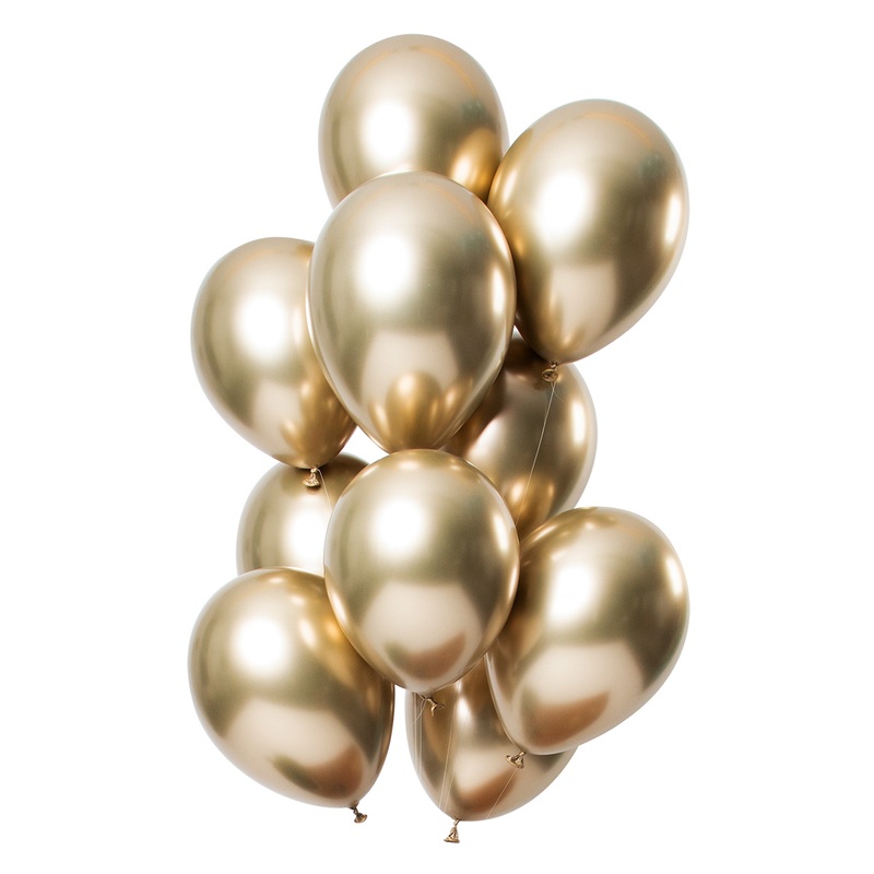 12 latex balloons mirror effect gold