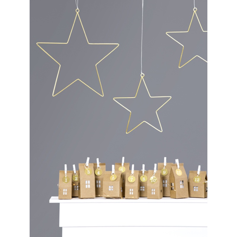 2 Gold Star Metal Hangers 28cm