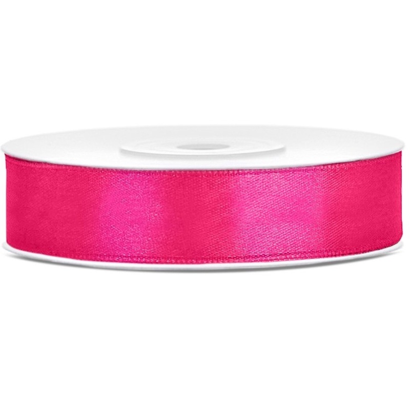 25m satin ribbon, dark pink, 12mm wide