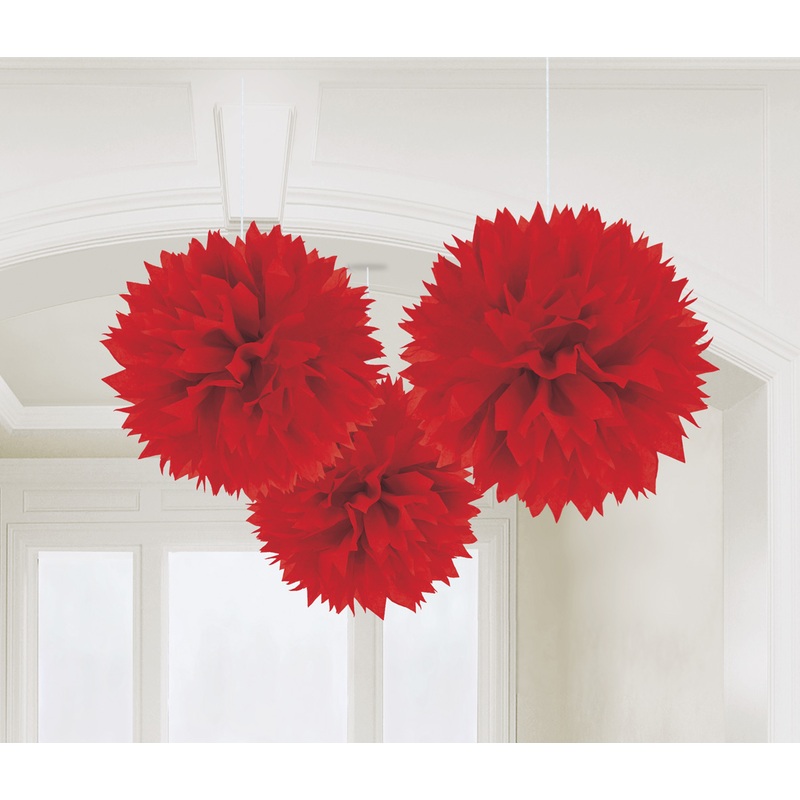 3 Romance Pompoms Red