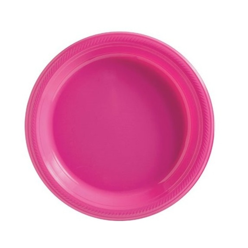 50 plastic plates pink 18cm