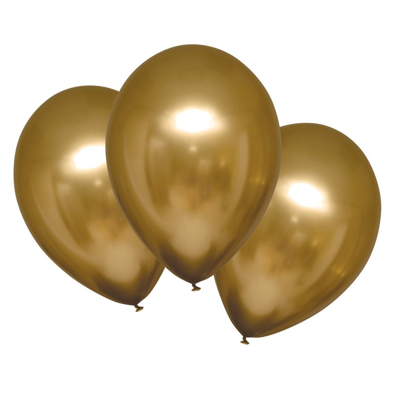 6 shiny satin balloons gold 27.5cm