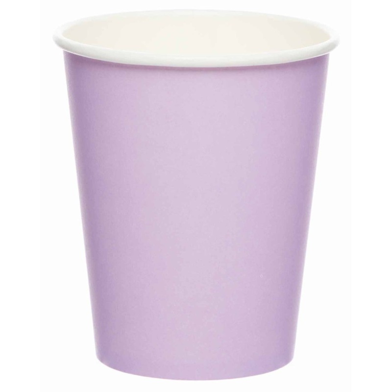 8 purple lavender paper cups 227ml