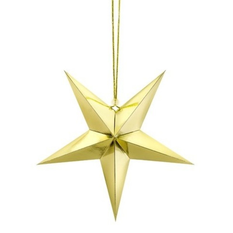 Hanging Star Decoration Gold 30cm