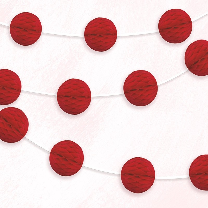 Honeycomb garland Mary red 2.13m