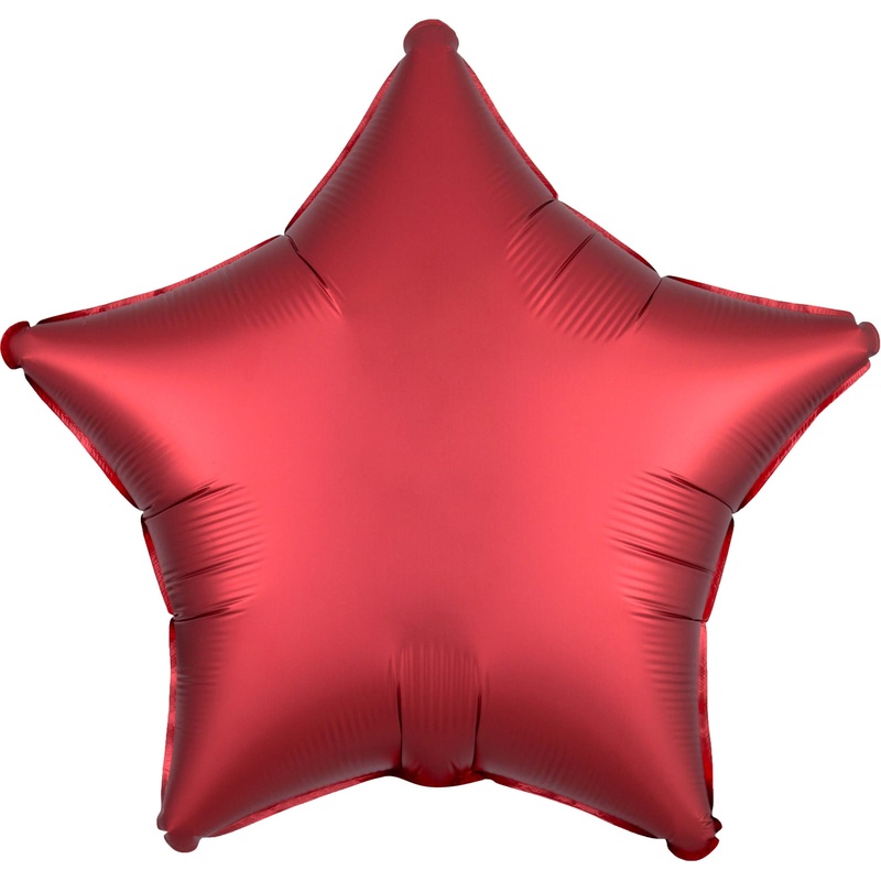 Noble satin star balloon ruby red 43cm