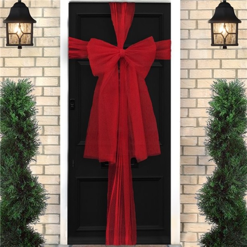 Red organza door bow 9m