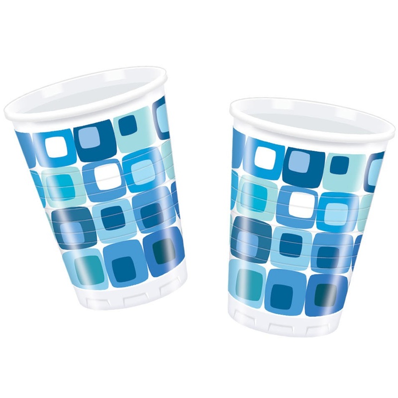 10 Blue Squares cups 200ml