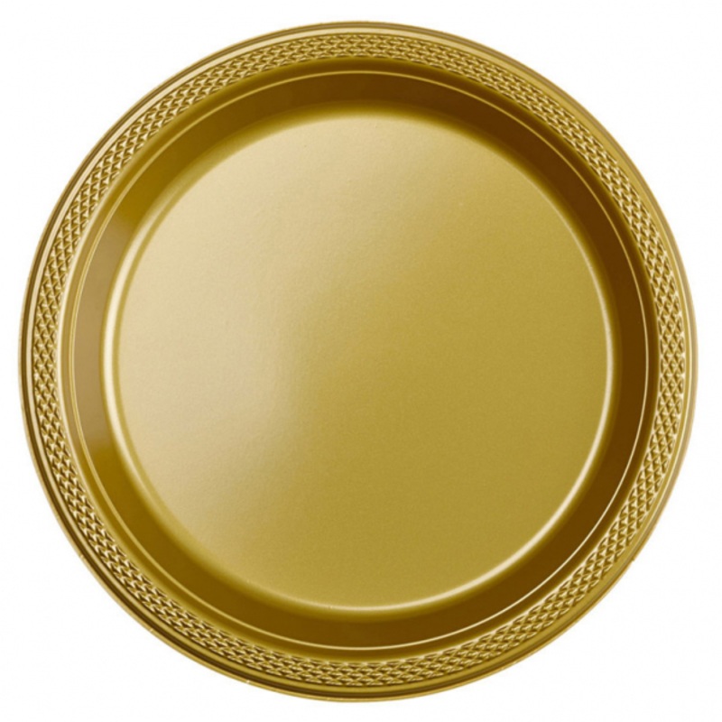 10 plastic plates Partytime Gold 17.7cm