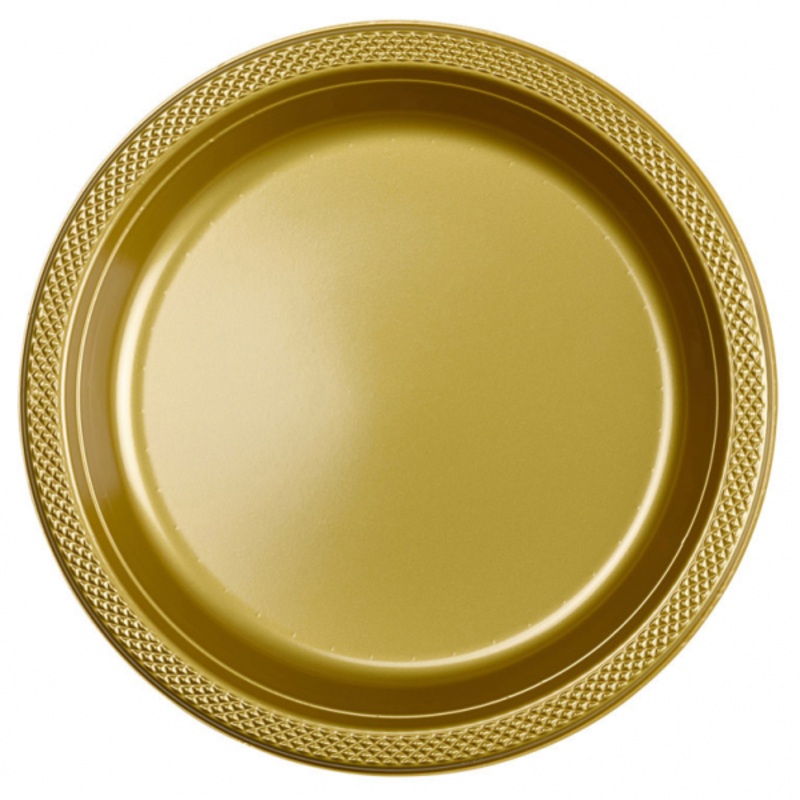 10 plastic plates Partytime Gold 23cm
