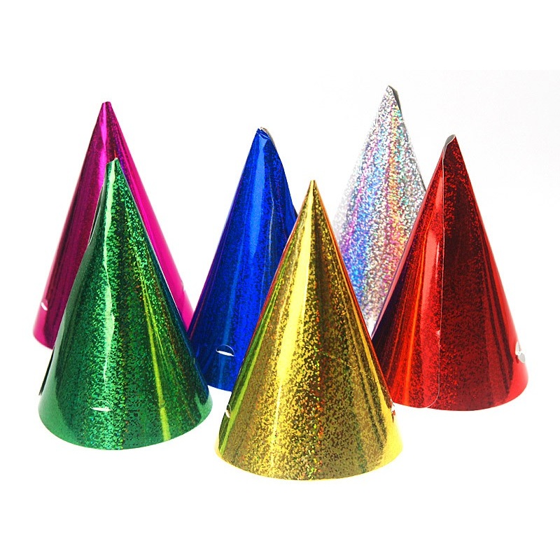 120 holographic party hats 17cm
