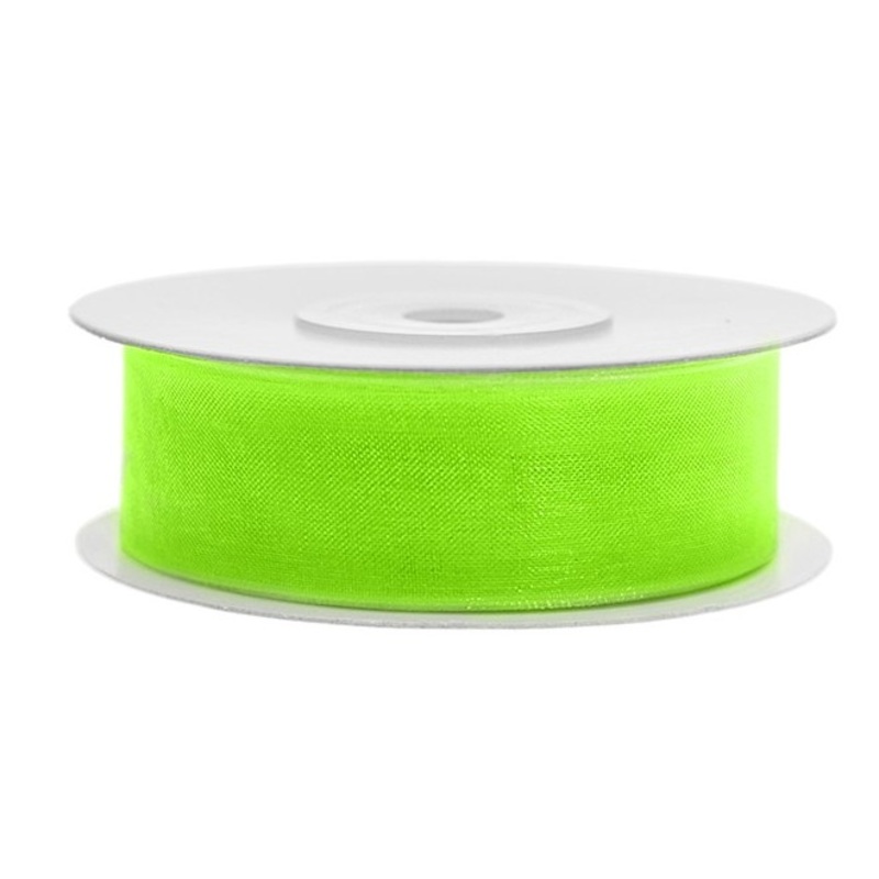 25m chiffon gift ribbon in neon green