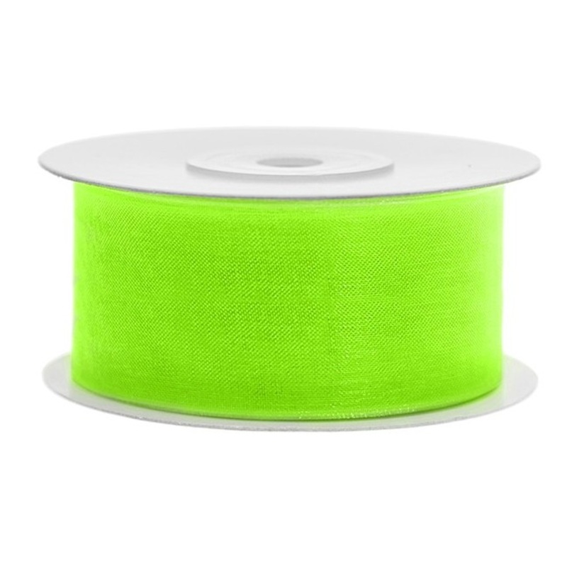 25m ribbon neon green satin look