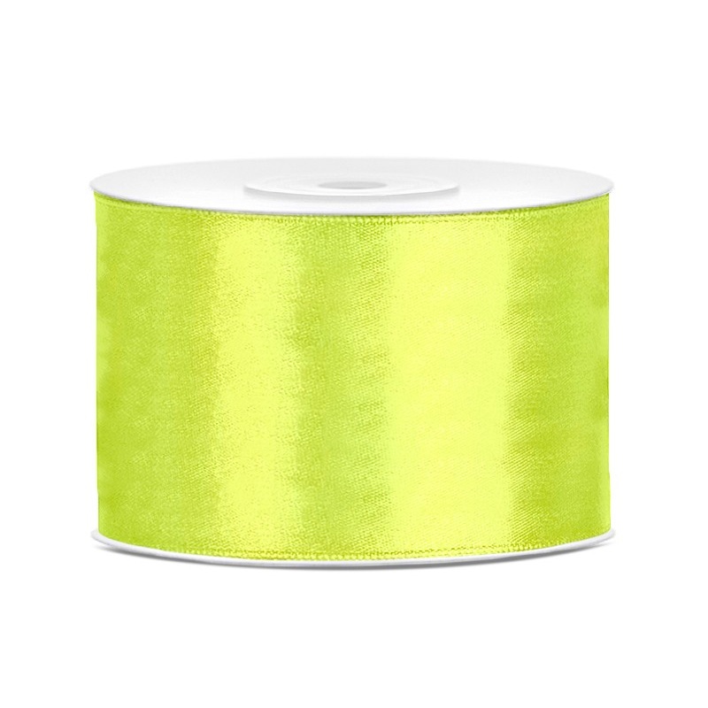 25m satin ribbon neon green 50mm wide