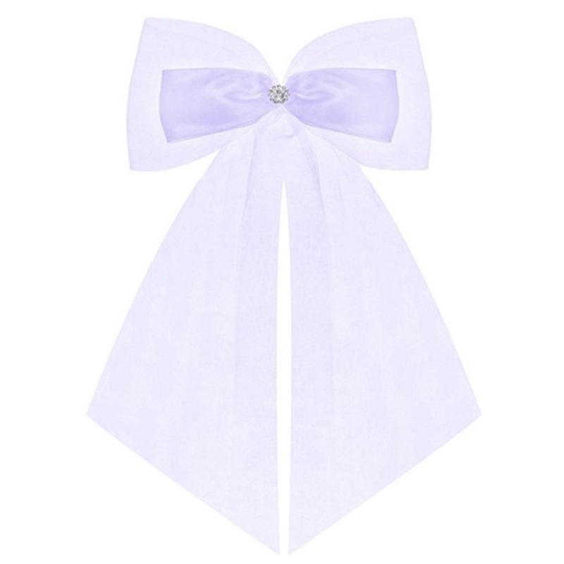 2x tulle satin decoration bow light purple 14cm