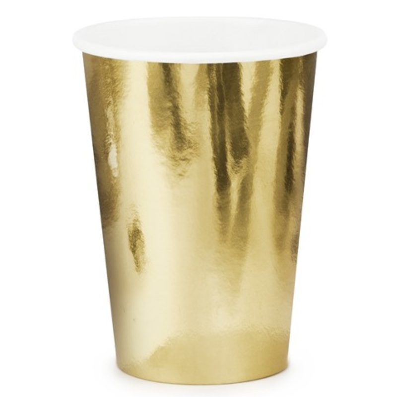 6 golden metallic paper cups 220ml