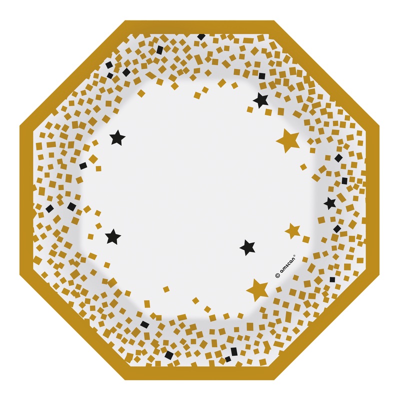 6 Golden Wishes paper plates 18cm